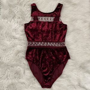STARING At Stars Crushed Velvet Cutout Bodysuit M